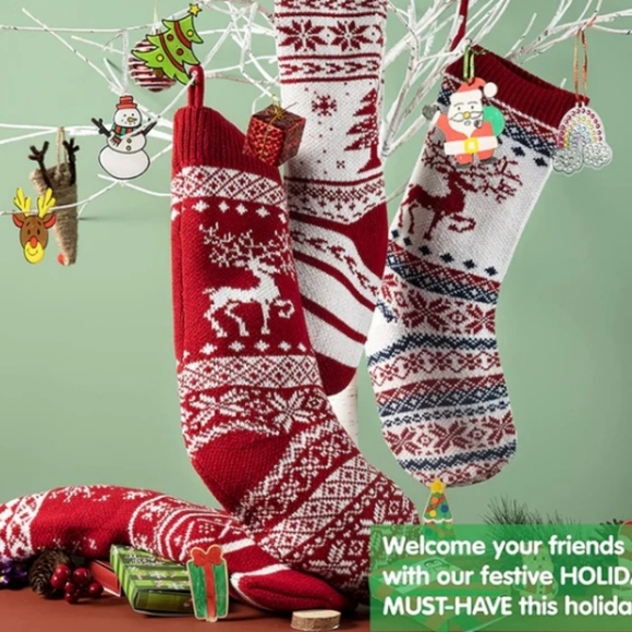 🎅 4 Pack Gorgeous Knit Stockings🎄 Brand New - Picture 6 of 13